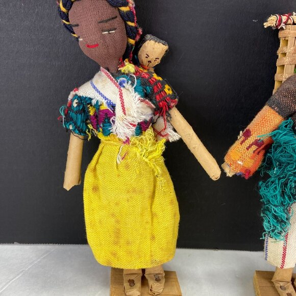 Vintage Folk Art Cloth and Wood Doll Family - Picture 7 of 9